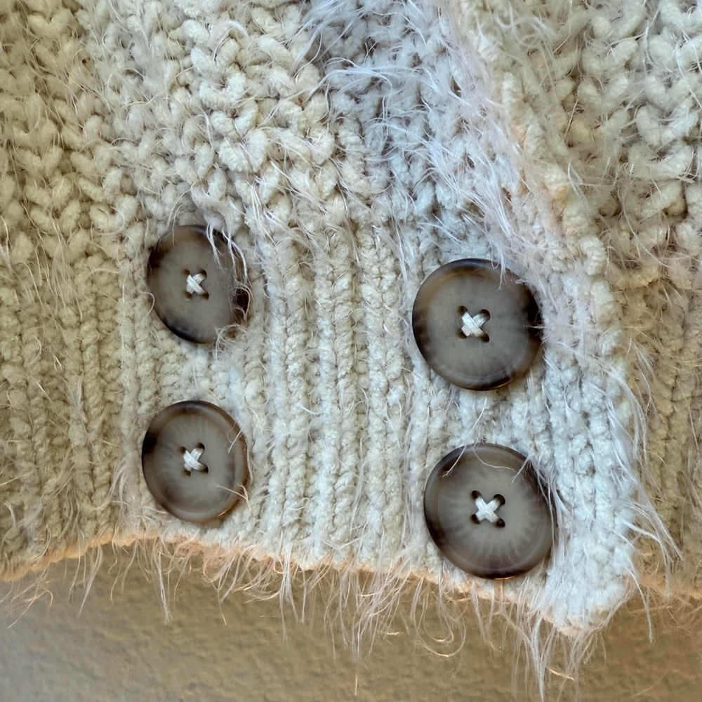 Free People Fuzzy Knit Wrap Cardigan – XS – Cream - Picture 4 of 11